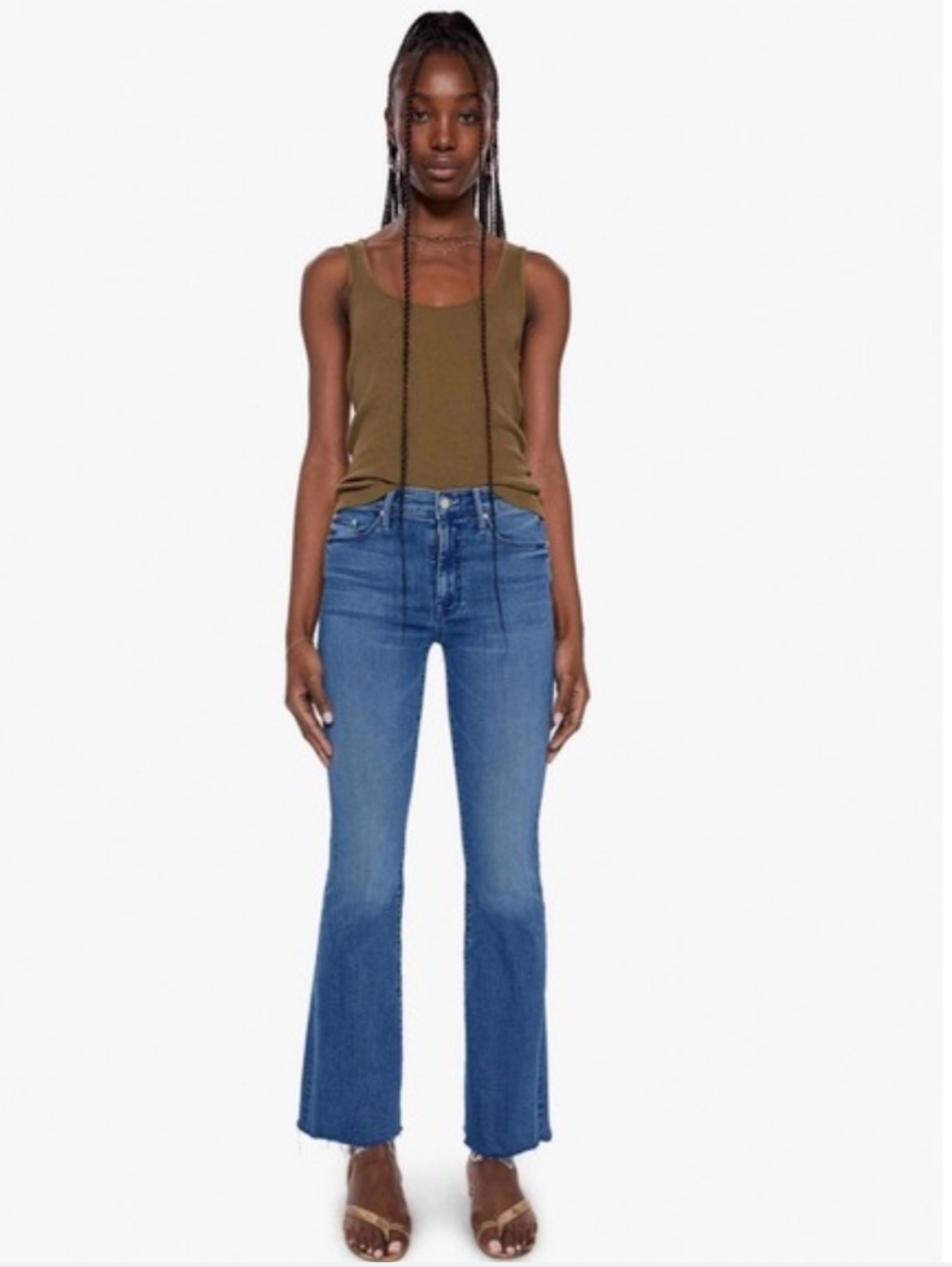 Mother The Weekender Fray Flare Jeans I Wet My Plants Blue Denim Size 28